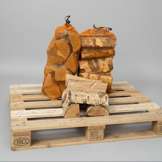 Kiln Dried Birch Logs & Kindling, Firelighter BUNDLE - 5 nets