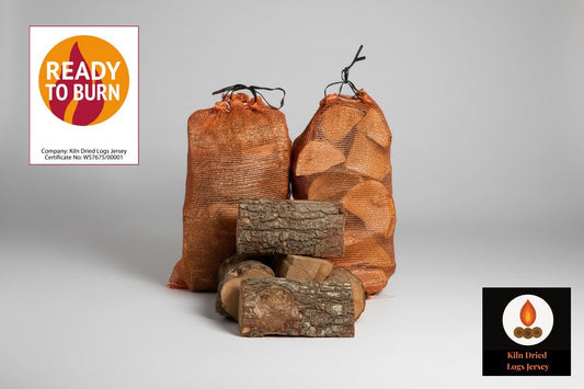 Kiln dried oak logs Jersey — Ready to Burn hardwood firewood delivered across Jersey