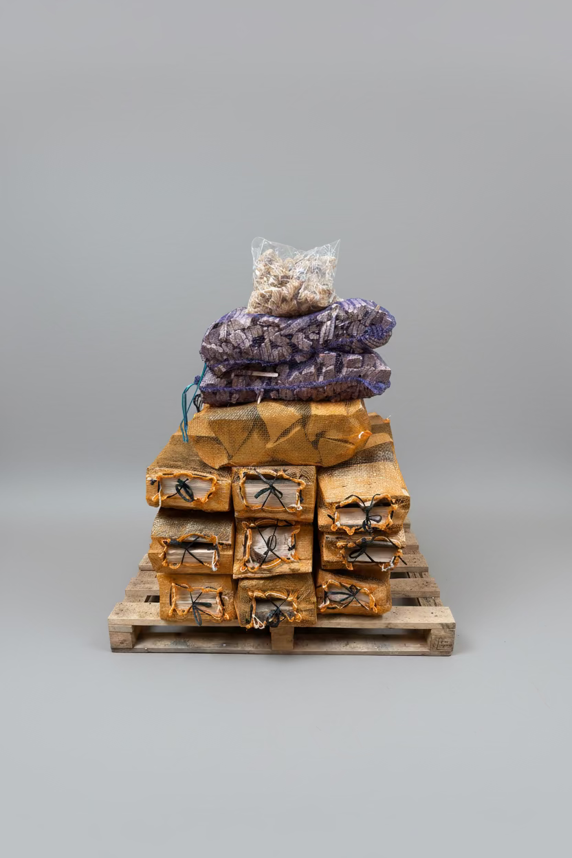 10 nets of Kiln dried Ash & Oak logs bundled with kindling & firelighers
