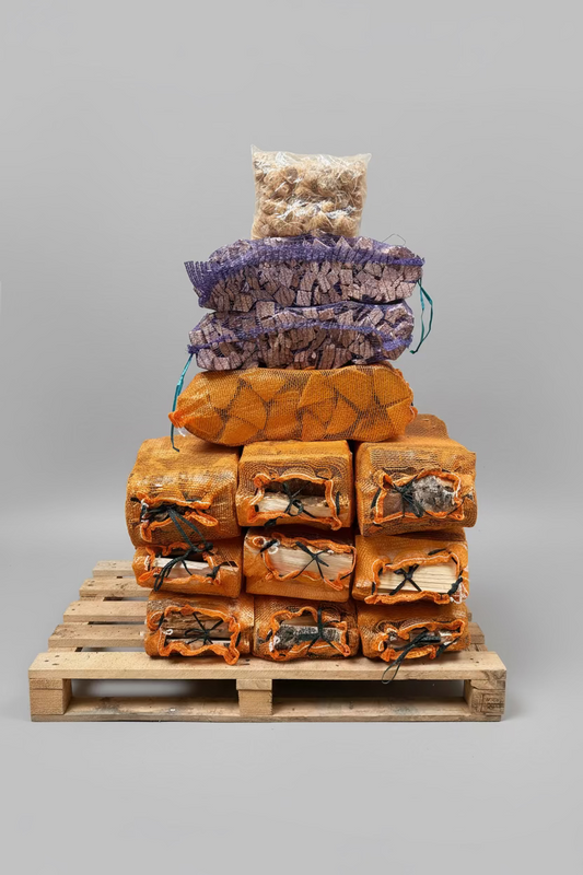 10 nets Kiln Dried Birch logs bundled with kindling & firelightersr