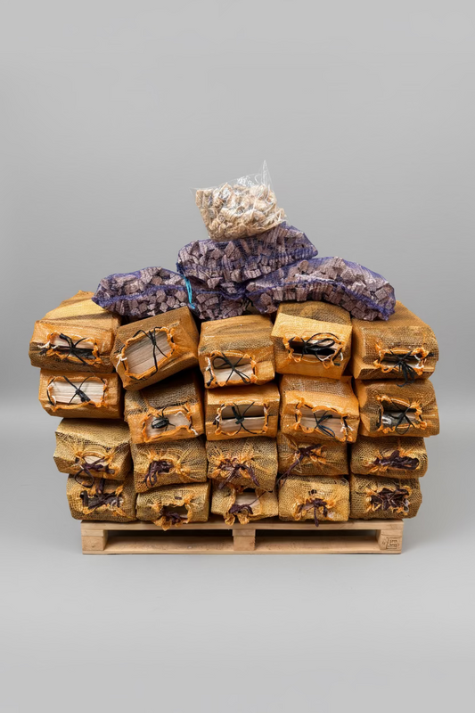 1m3 Kiln Dried Ash & Oak Logs bundled with Kindling & Firelighters