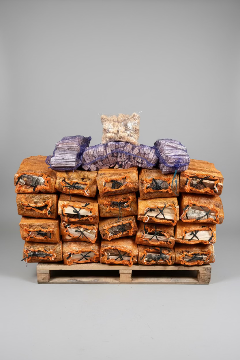1m3 Kiln Dried Birch logs bundled with kindling & firelighters