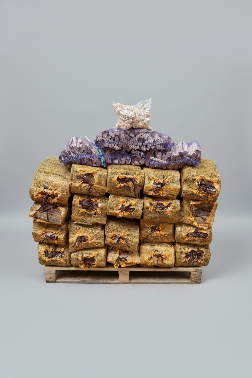 1m3 Kiln Dried Oak Logs bundled with kindling & firelighters
