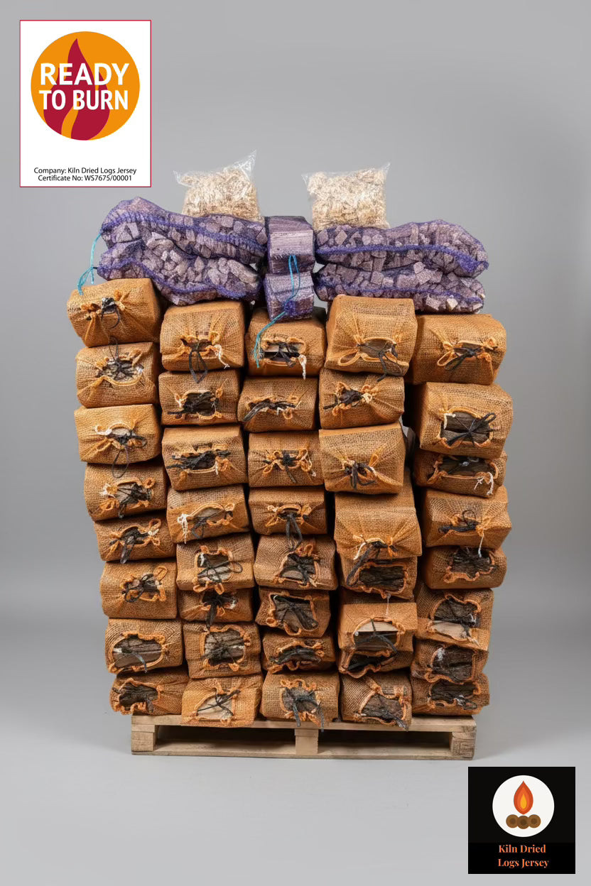 2m3 Kiln dried Oak logs bundled with free kindling & firelighters