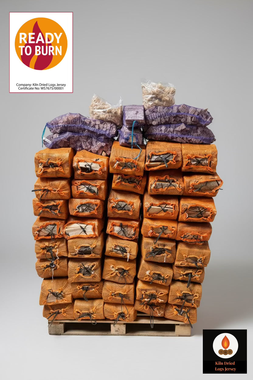 2m3 Kiln dried mixed logs bundled with kindling & firelighters