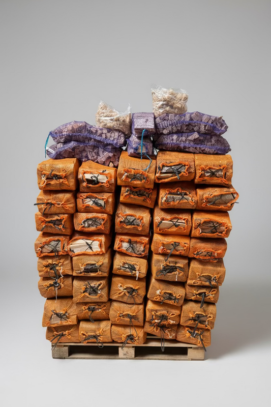 2m3 Kiln dried mixed logs bundled with kindling & firelighters