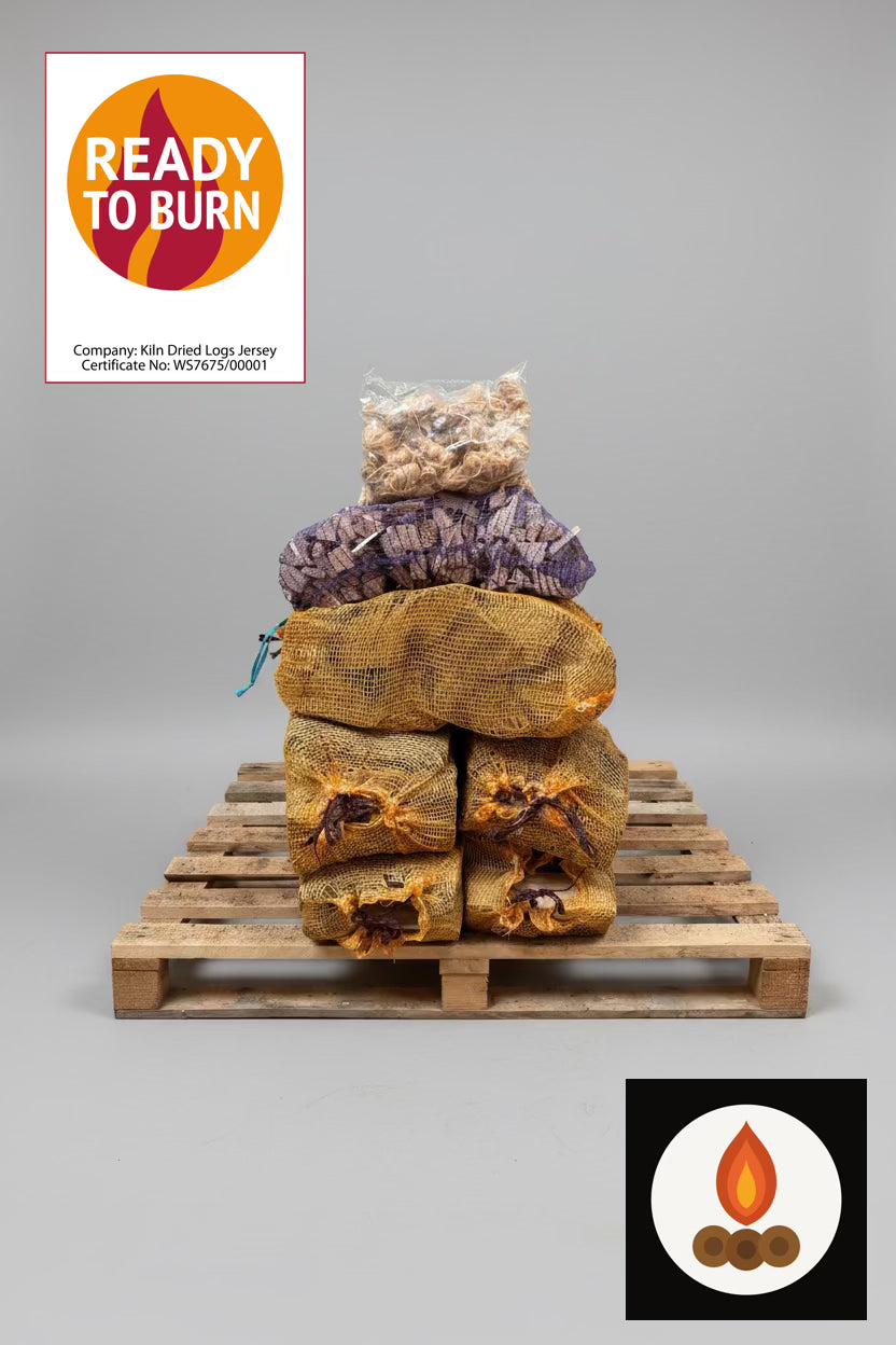 5 nets Kiln dried Oak logs bundled with kindling & firelighters