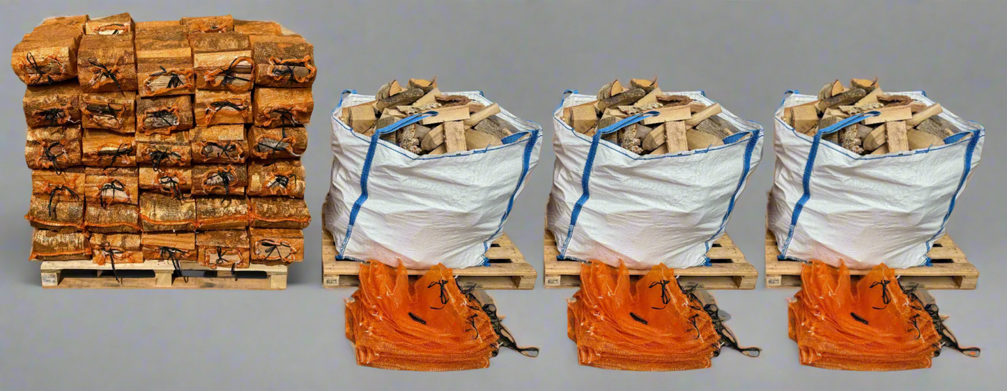 Kiln Dried Mixed Ash & Birch Logs - 60 x 30L nets