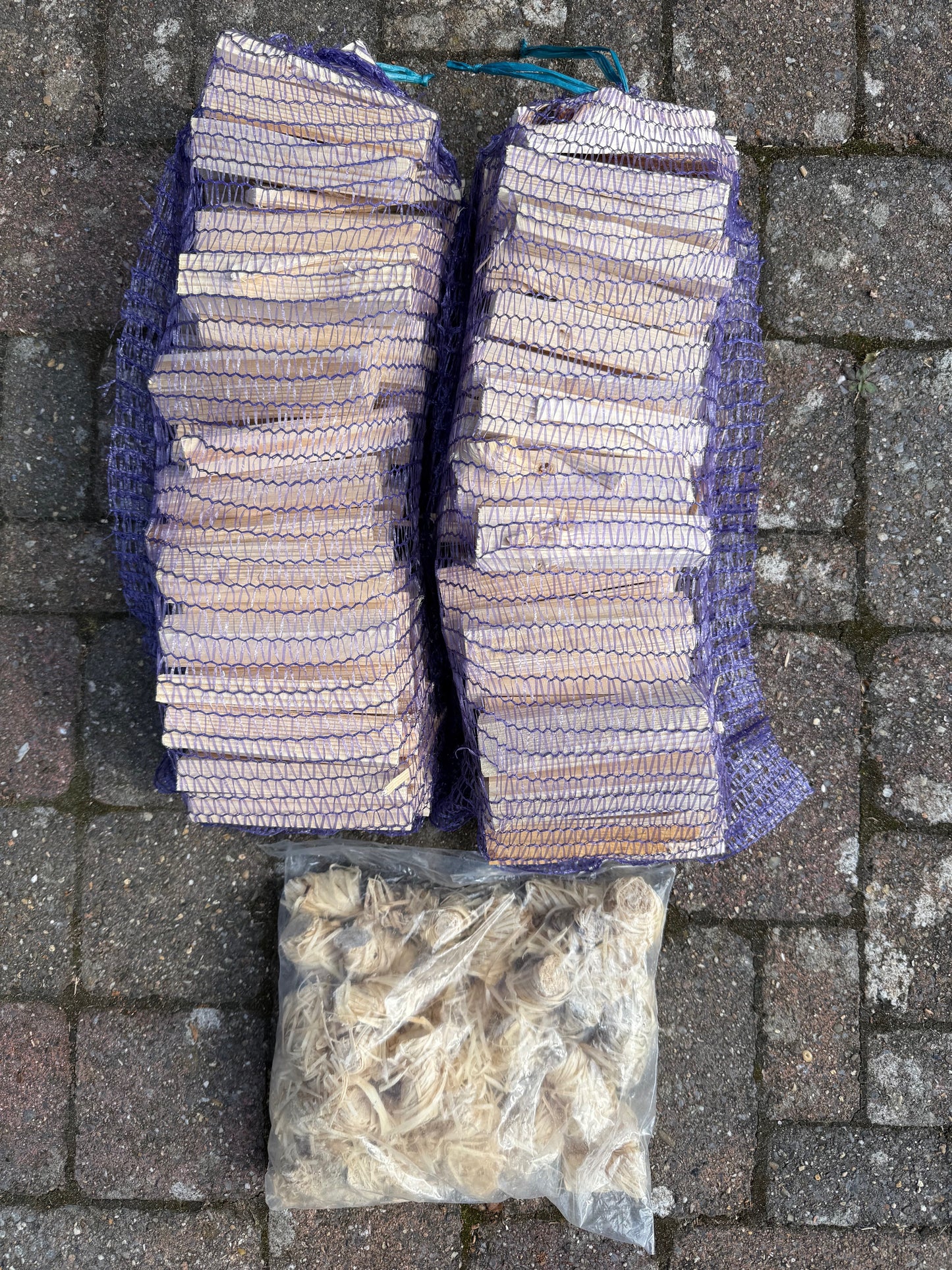 Kiln Dried Mixed Ash, Birch logs & Kindling, Firelighter BUNDLE - 10 nets