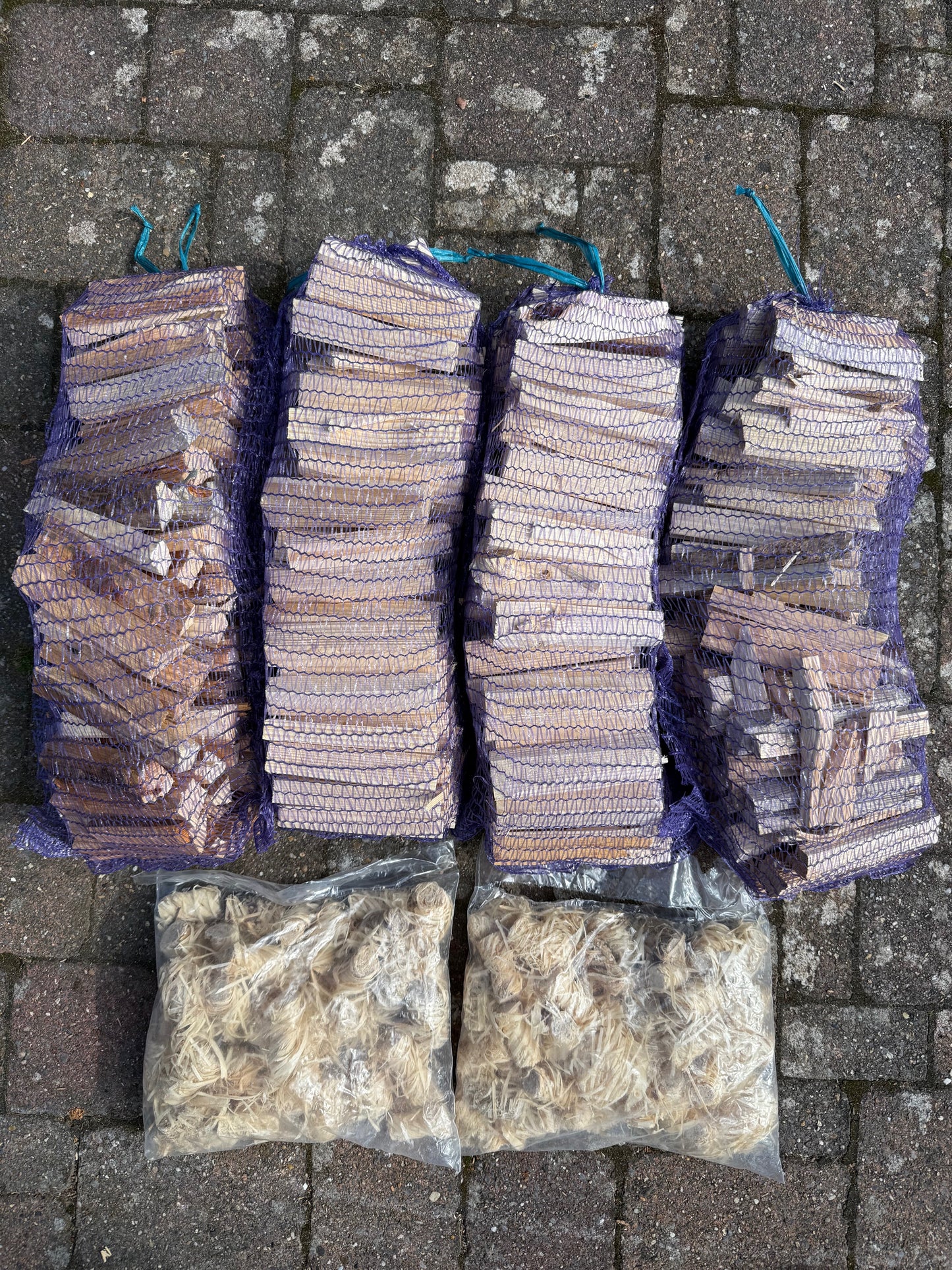1m3 of Kiln Dried Ash Logs & Kindling, Firelighter BUNDLE- 20 nets
