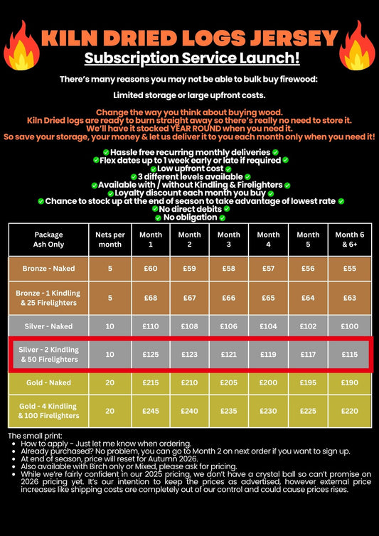 Silver subscription Plan - Ash logs & Kindling & Firelighter BUNDLE